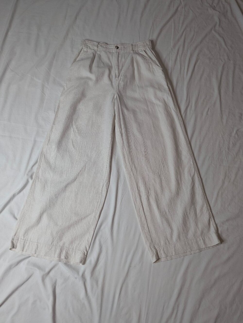 Madewell Cream Wide Leg Linen Pants, Size 8